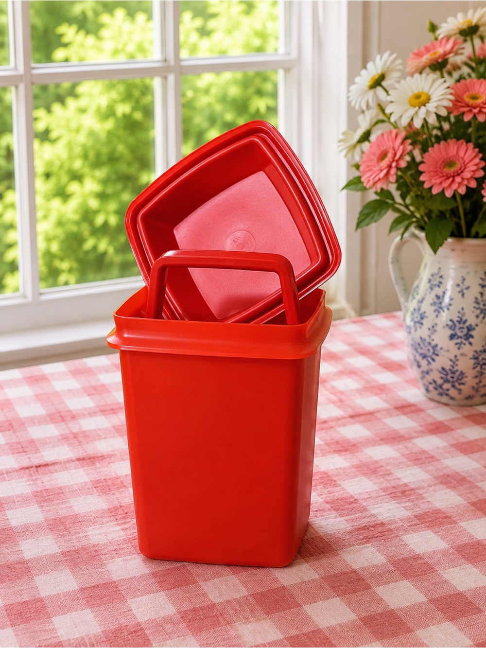 Tupperware Pick A Deli 4 1/2 Cup Chili Red w/Lift Up Strainer MESS FREE BPA FREE - Picture 3 of 3